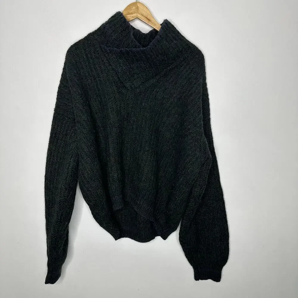 VTG 60s BROOKS BROTHERS wool mock neck thick knit sweater green Ireland XL